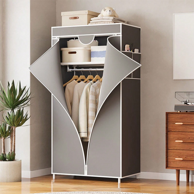 Wardrobe Closet Portable Fabric Cover - Red/Gray/Blue/Coffee Portable Fabric Wardrobe Closet With
