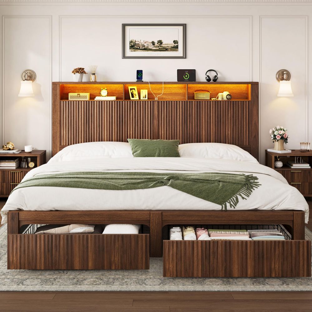 King Size Bed Frame and Headbo - đánh giá và giá King Size Bed Frame With Storage Drawers