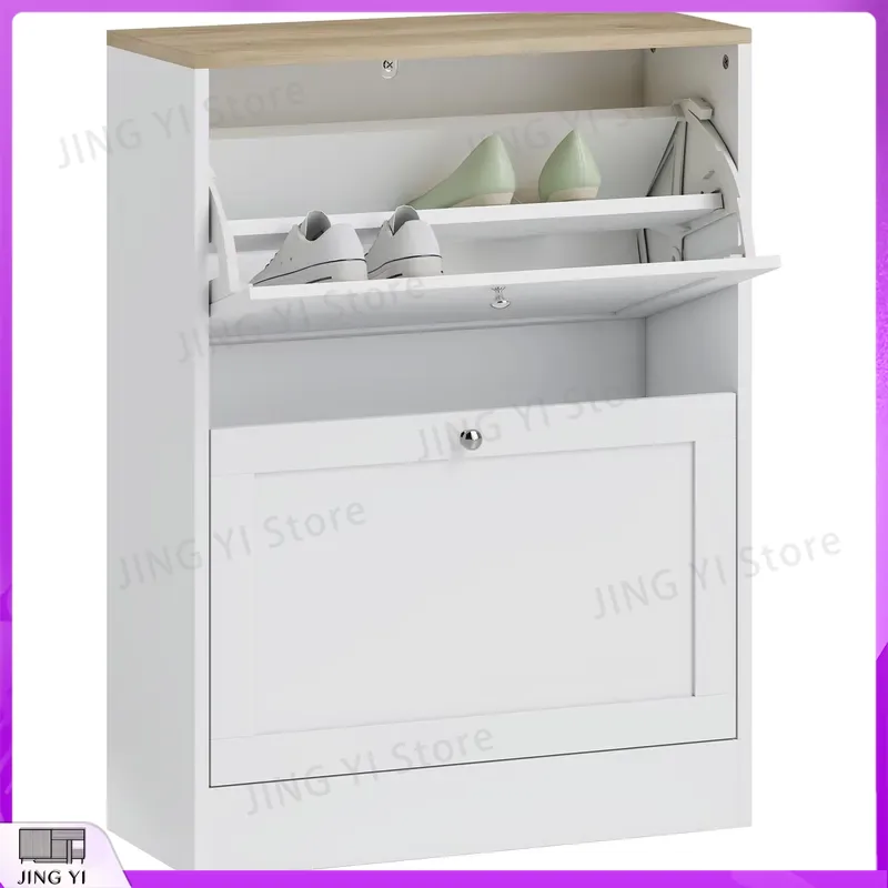 Narrow Shoe Cabinet with 2 Fli - đánh giá và giá Shoe Rack Cabinet Narrow Entryway