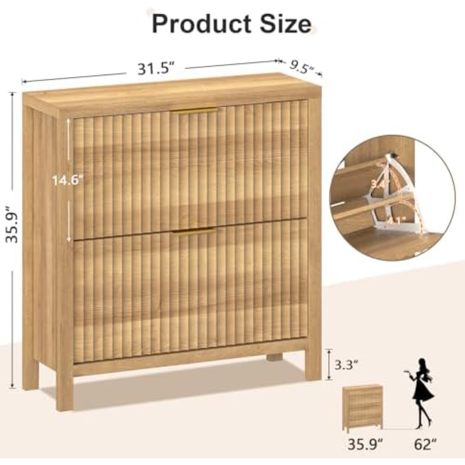 Fluted Shoe Cabinet Storage wi - đánh giá và giá Shoe Rack Cabinet Narrow Entryway
