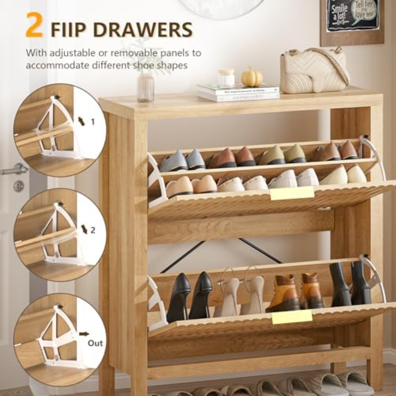 Fluted Shoe Cabinet Storage wi - đánh giá và giá Shoe Rack Cabinet Narrow Entryway