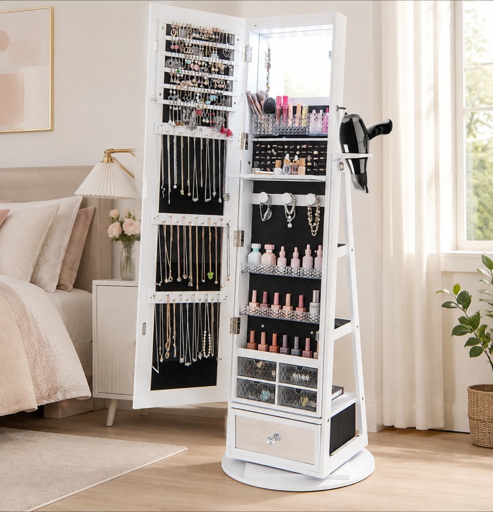 360° Swivel Jewelry Cabinet Ar - đánh giá và giá Full Length Mirror Jewelry Armoire