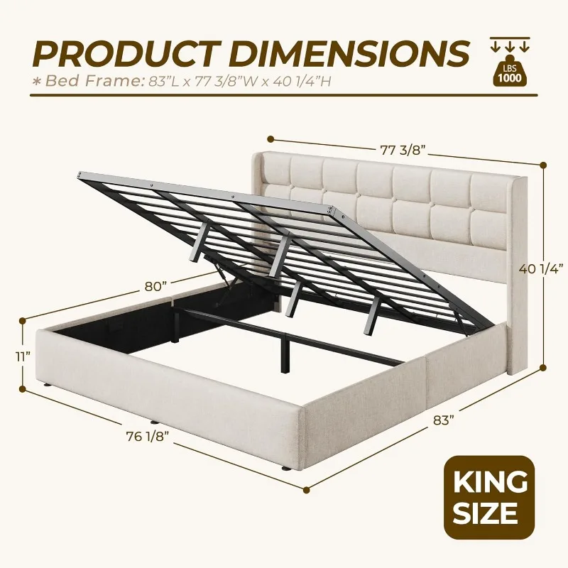 HISOFT King Size Lift Up Stora - đánh giá và giá Gas Lift Storage Bed Hydraulic