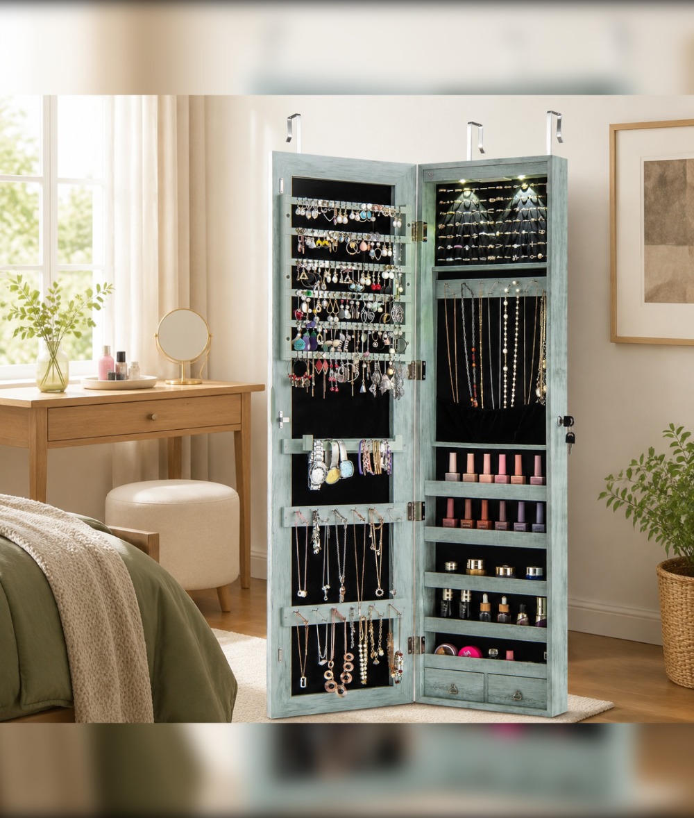Wall or Door Mounted Jewelry A - đánh giá và giá Full Length Mirror Jewelry Armoire