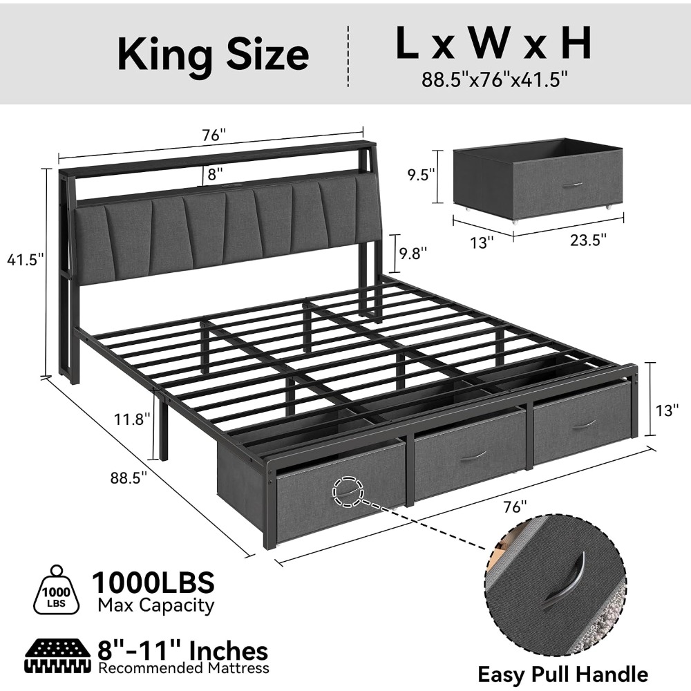 King Size Bed Frame with Stora - đánh giá và giá King Size Bed Frame With Storage Drawers