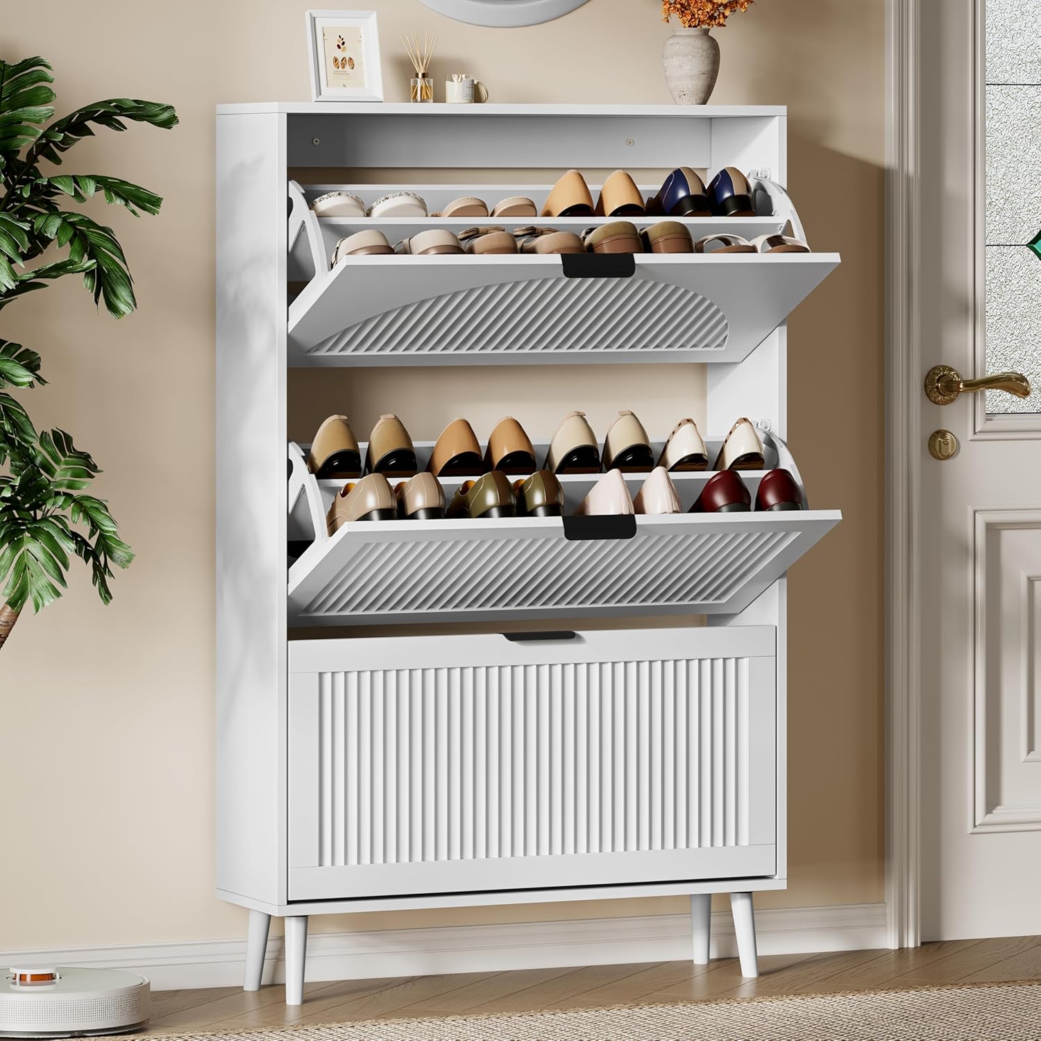 Shoe Cabinet 3 Flip Drawers, 5 - đánh giá và giá Shoe Rack Cabinet Narrow Entryway