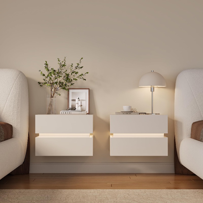 Set of 2 Floating Nightstands  - đánh giá và giá Floating Nightstand With Led Light