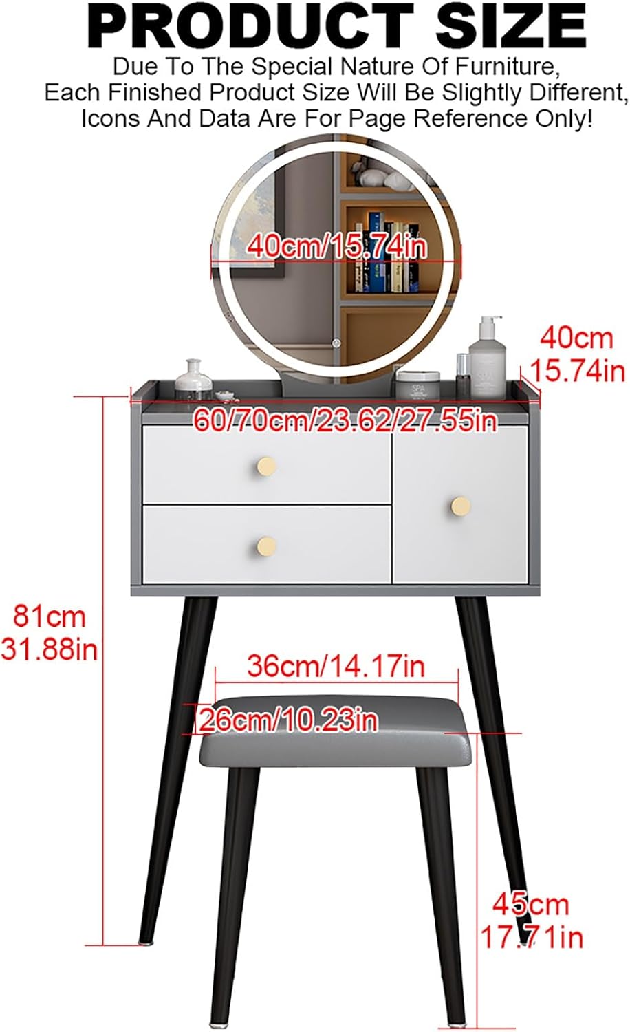 Wooden Makeup Desk with Cushio - đánh giá và giá Dressing Table Vanity With Lighted Mirror