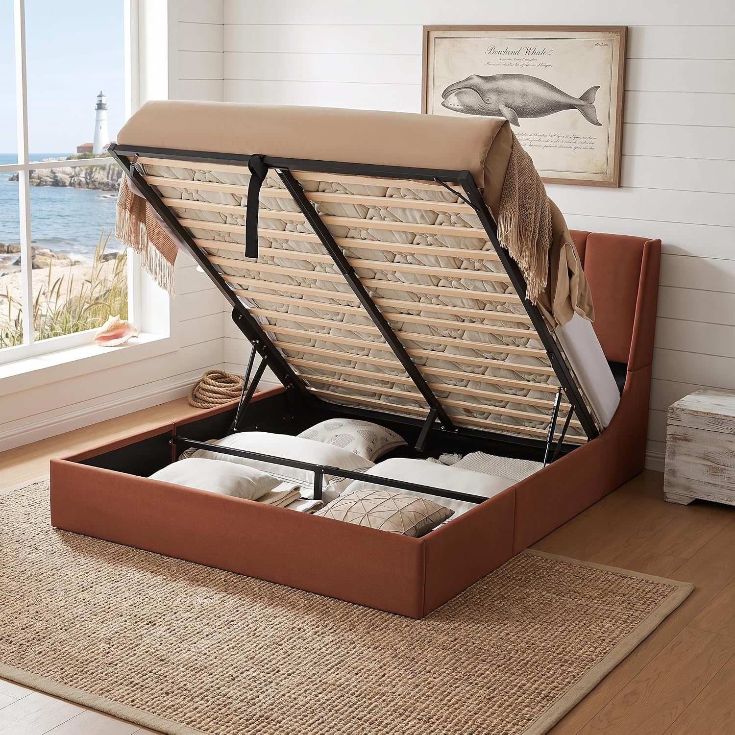 Queen Lift Up Storage Bed Fram - đánh giá và giá Gas Lift Storage Bed Hydraulic