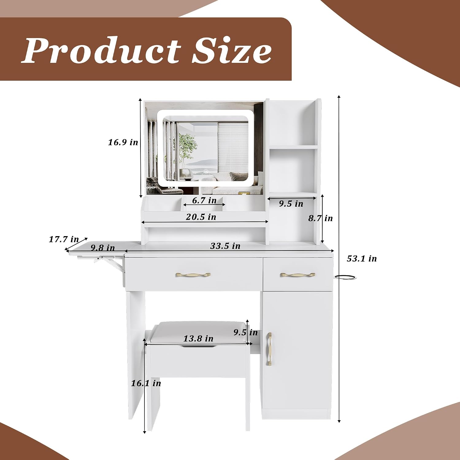 Vanity Desk with LED Mirror Li - đánh giá và giá Dressing Table Vanity With Lighted Mirror
